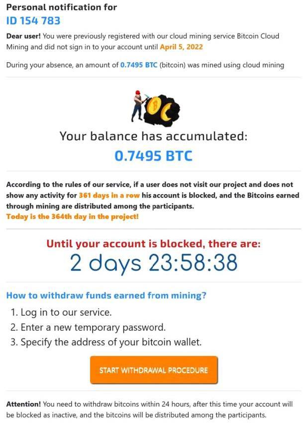 Extortion email scam demands ransom Bitcoin payment; uses QR code to provide address