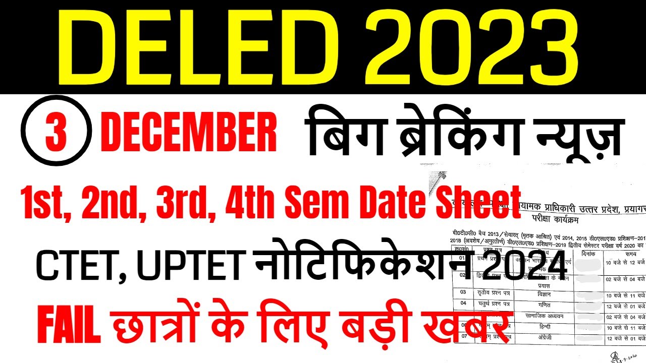 UP deled result 4th semester (OUT) Uttar Pradesh BTC