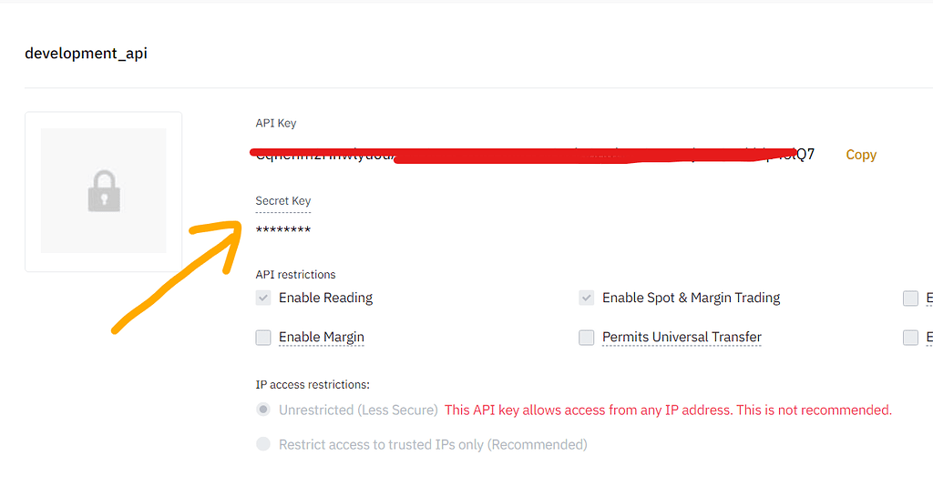 how to view the secret key, it is hidden - Spot/Margin API - Binance Developer Community