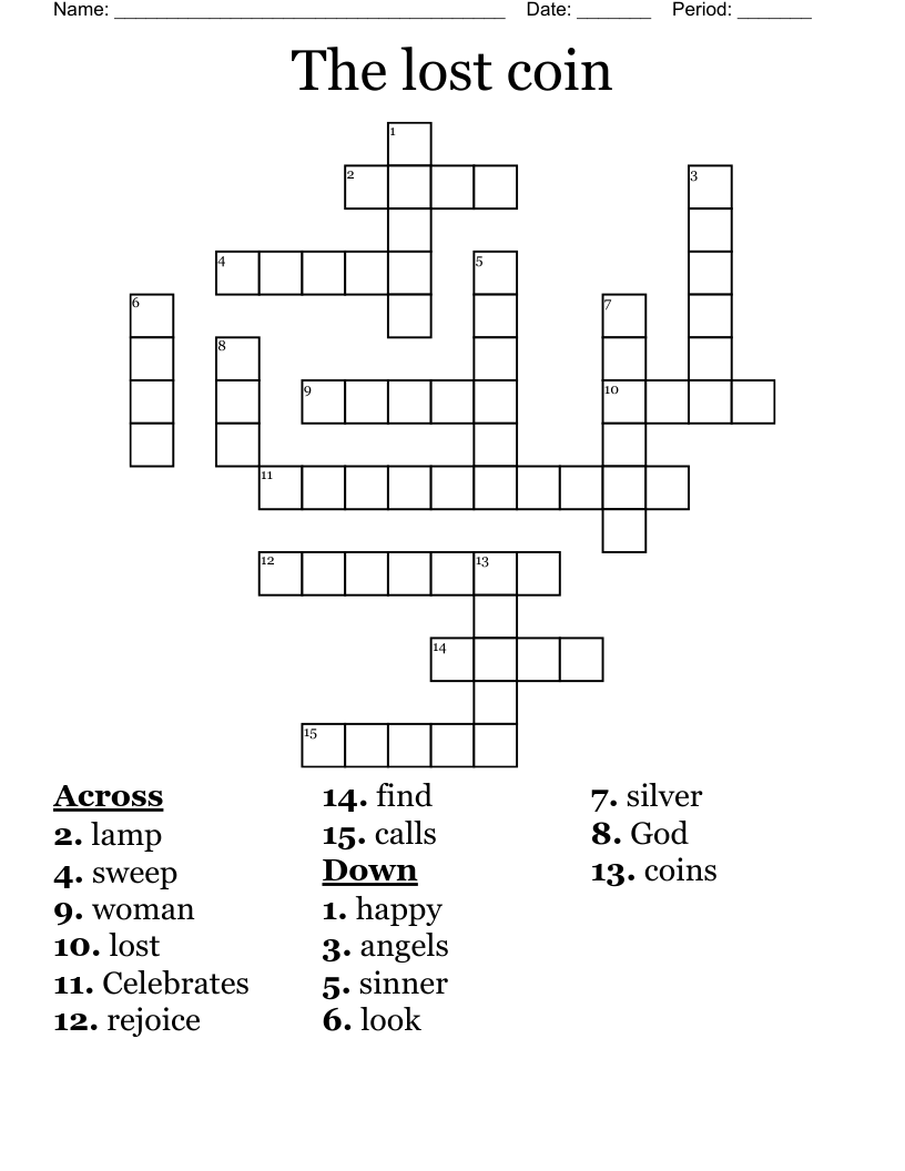 The lost coin Crossword - WordMint