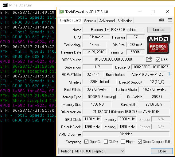 Mining with Radeon (TM) RX Graphics - BetterHash Calculator