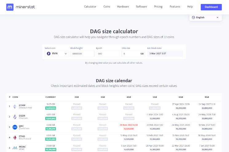 DAG calculator: How to know the DAG size? - Cruxpool