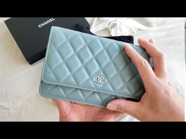 *HOT* Chanel Tiffany Blue Wallet on Chain Bag in Caviar with Champagne – Sellier