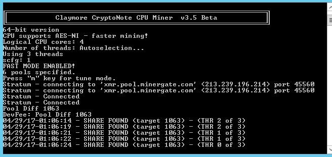 Claymore CryptoNote Removal Report