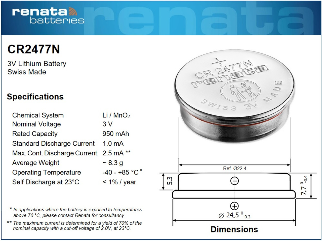 Lithium Battery CR 2-Blister