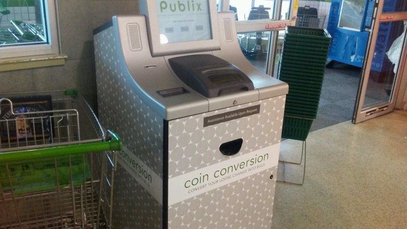 Cash in coins at Coinstar.