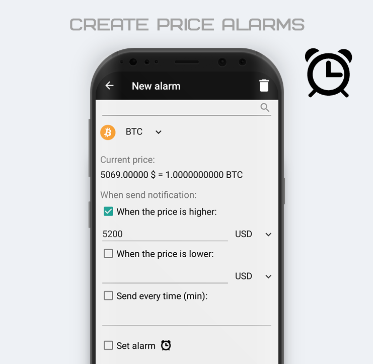 Bitcoin (BTC) Alarm - Cryptocurrency Alerting