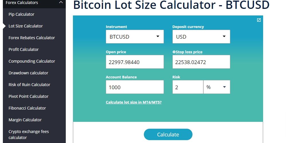 Position Size Calculator for Crypto and stock Trading - Trend Surfers