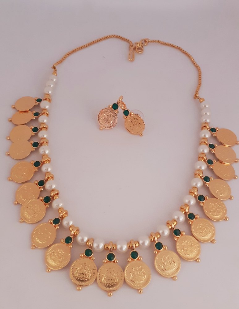 Latest Lakshmi Kasu Coin One Gram Gold Necklace Designs NCKN