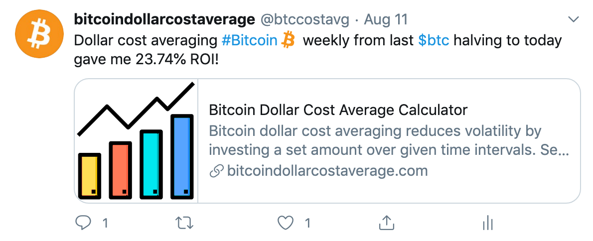 A Bitcoin investing calculator | Dollar Cost Average