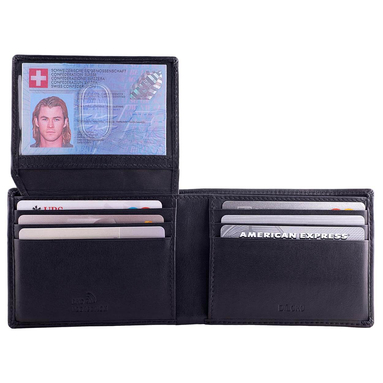 Double-Sided ID Window Bifold Wallet | Genuine Napa Leather | RFID Blocking - DiLoro Leather