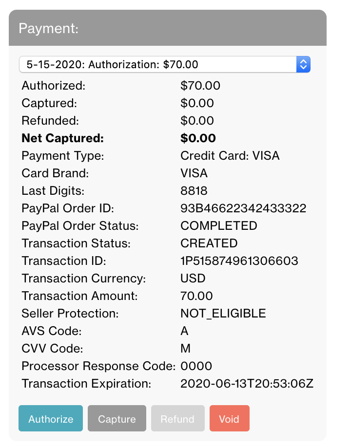 Payment Transaction Response Codes