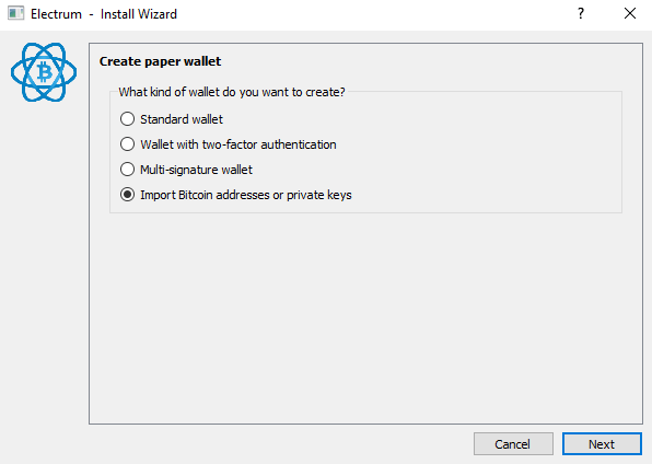 Importing private keys into Electrum wallet - Sweep core and paper wallet