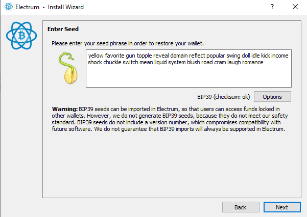 Restore electrum wallet from seed - What to do if you lose seed?