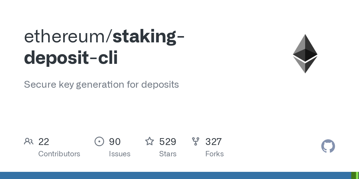 GitHub - ethereum/staking-deposit-cli: Secure key generation for deposits