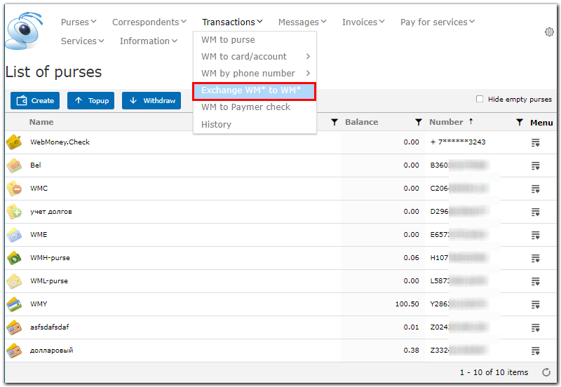 Exchange WebMoney - WMSIM