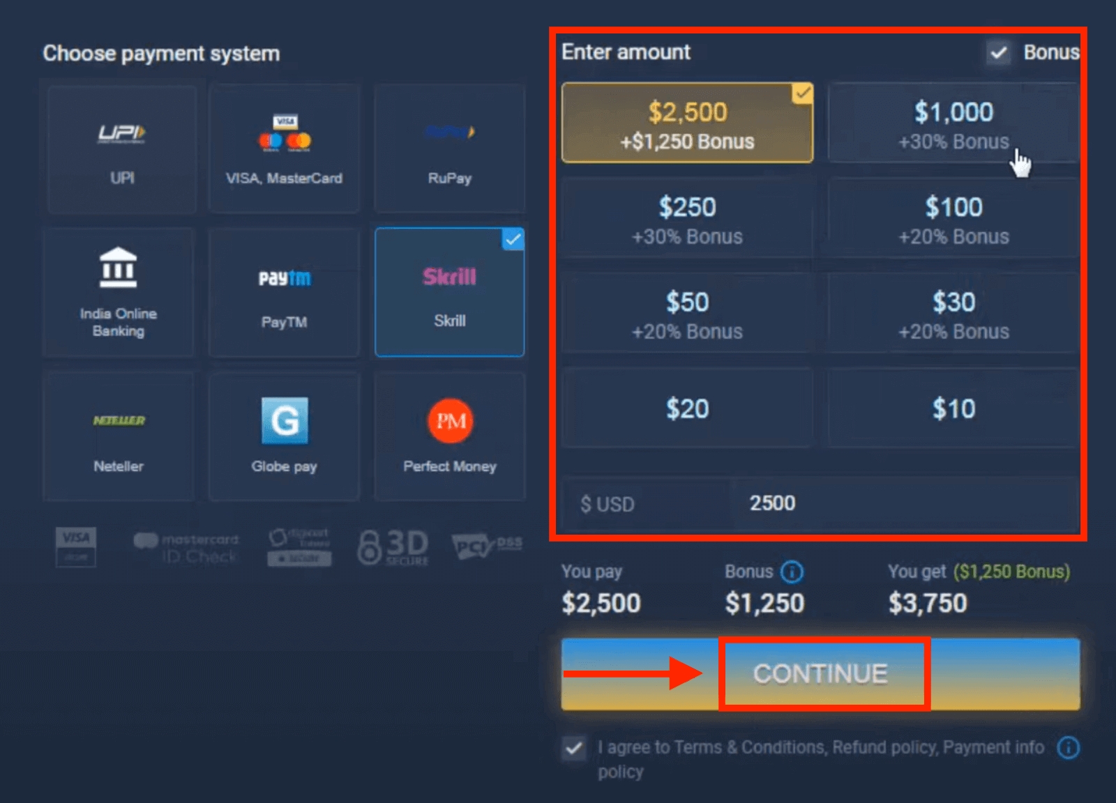 Exchange Visa/Mastercard USD to Perfect Money USD