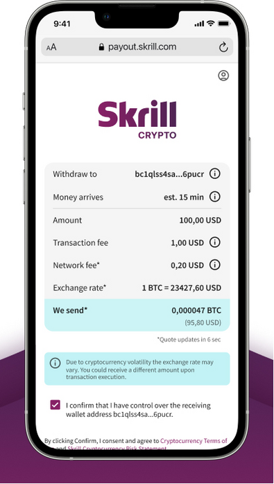 Why is my withdrawal to a crypto wallet missing? | Skrill