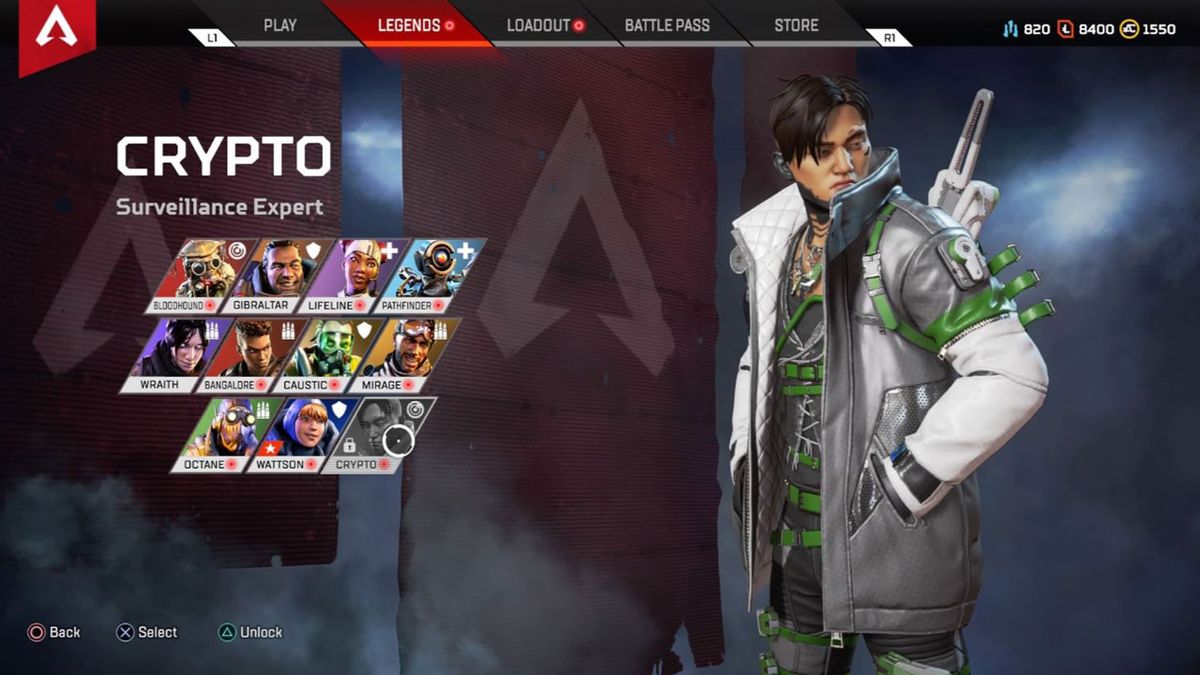 Arctic Plates (Crypto) legend skins in Apex Legends