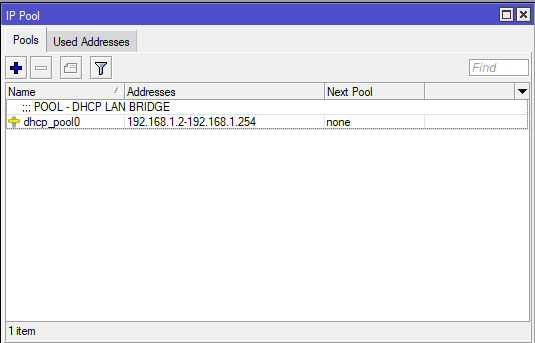 IP Pool Next setup - MikroTik