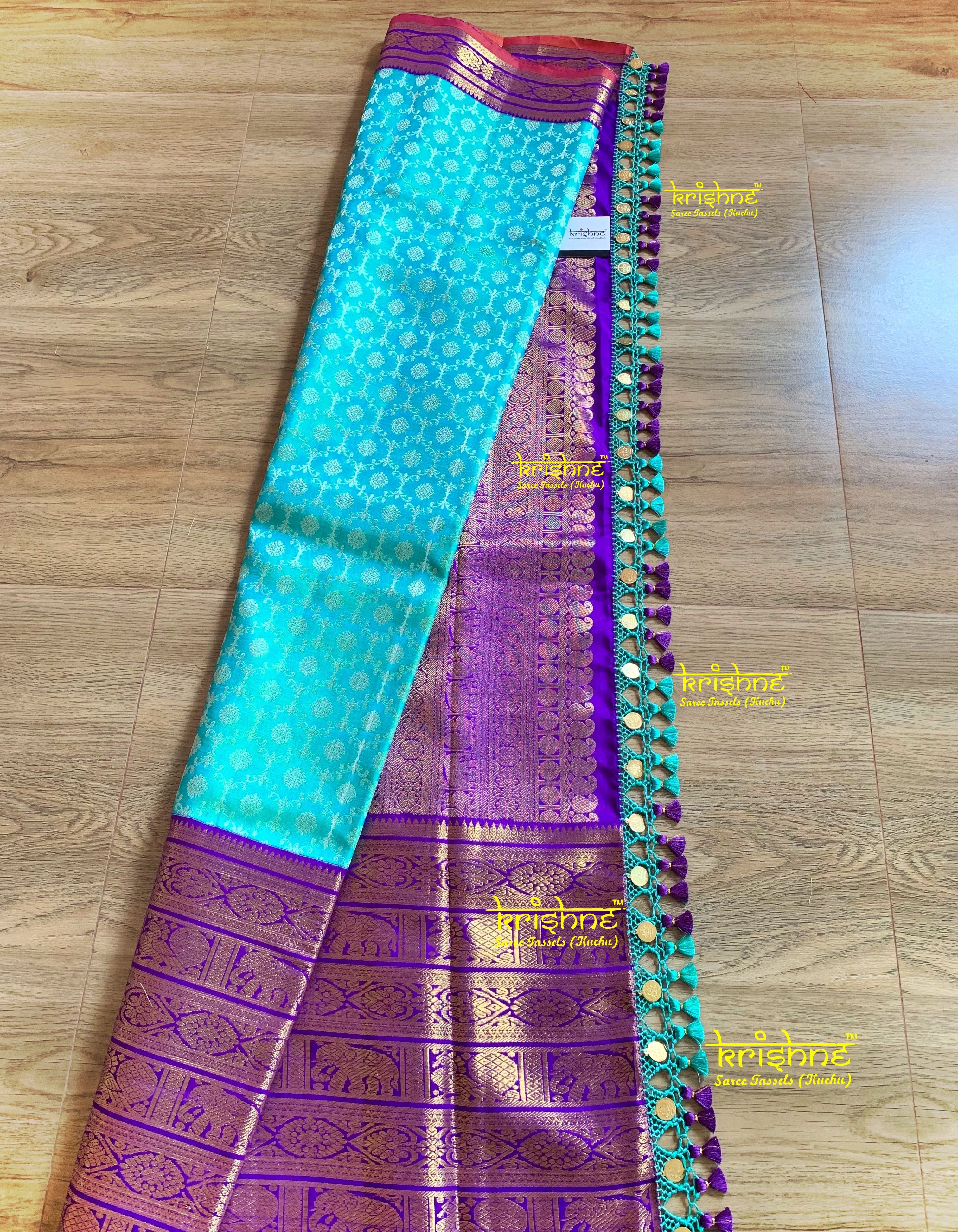 Lakshmi Coin saree kuchu / kuchu #2/Tamil | Saree, Crystal beads, Coins