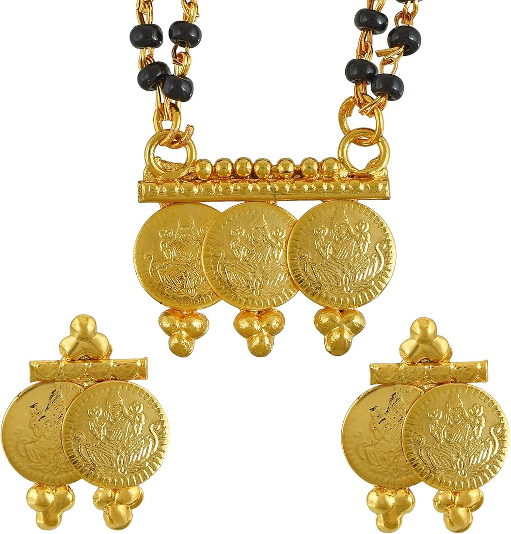 DREAMJWELL - Gold Tone Lakshmi Coin South Indian Style Mangalyam/ Mang – dreamjwell