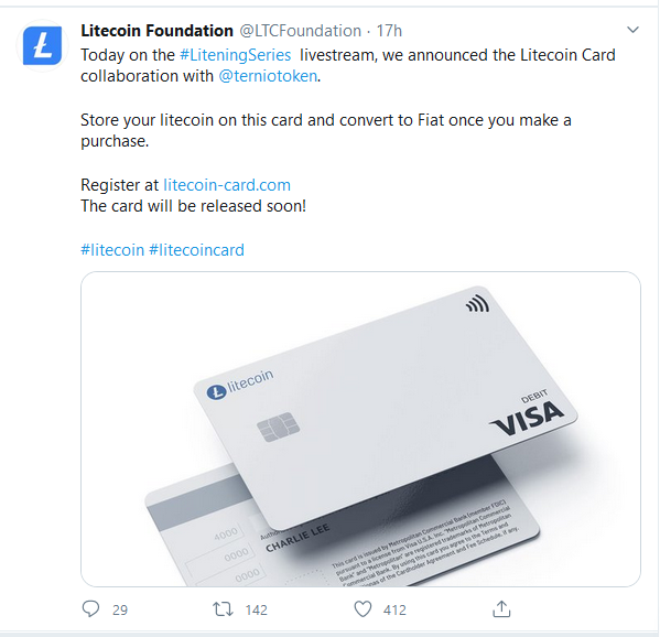 US Litecoin Visa Cards Will Stop Working May 1, - Coincu