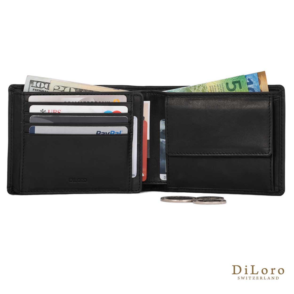 Men's Bifold Wallet with Center Flip