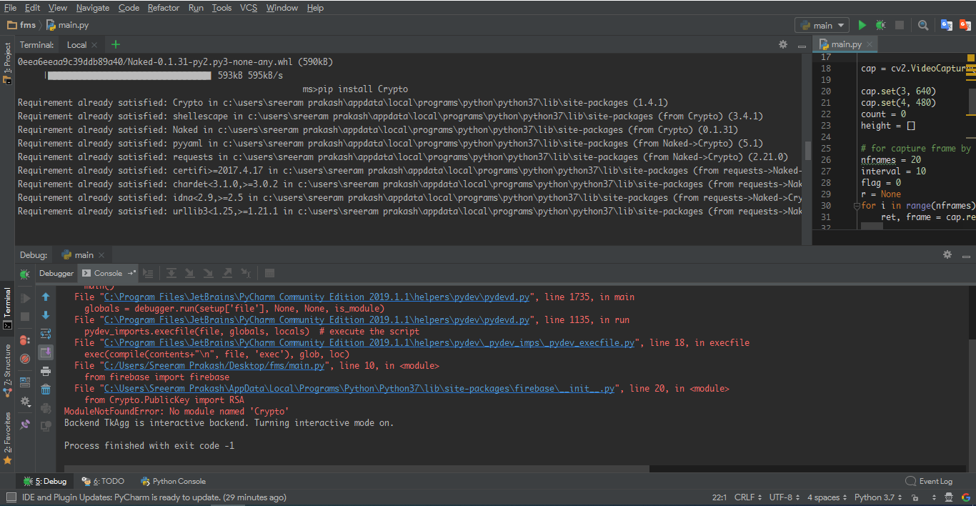 ModuleNotFoundError: No module named 'Crypto' Error