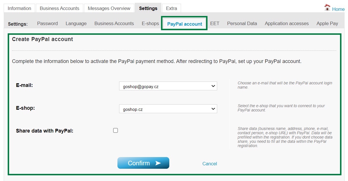 How do I activate the PayPal payment method?