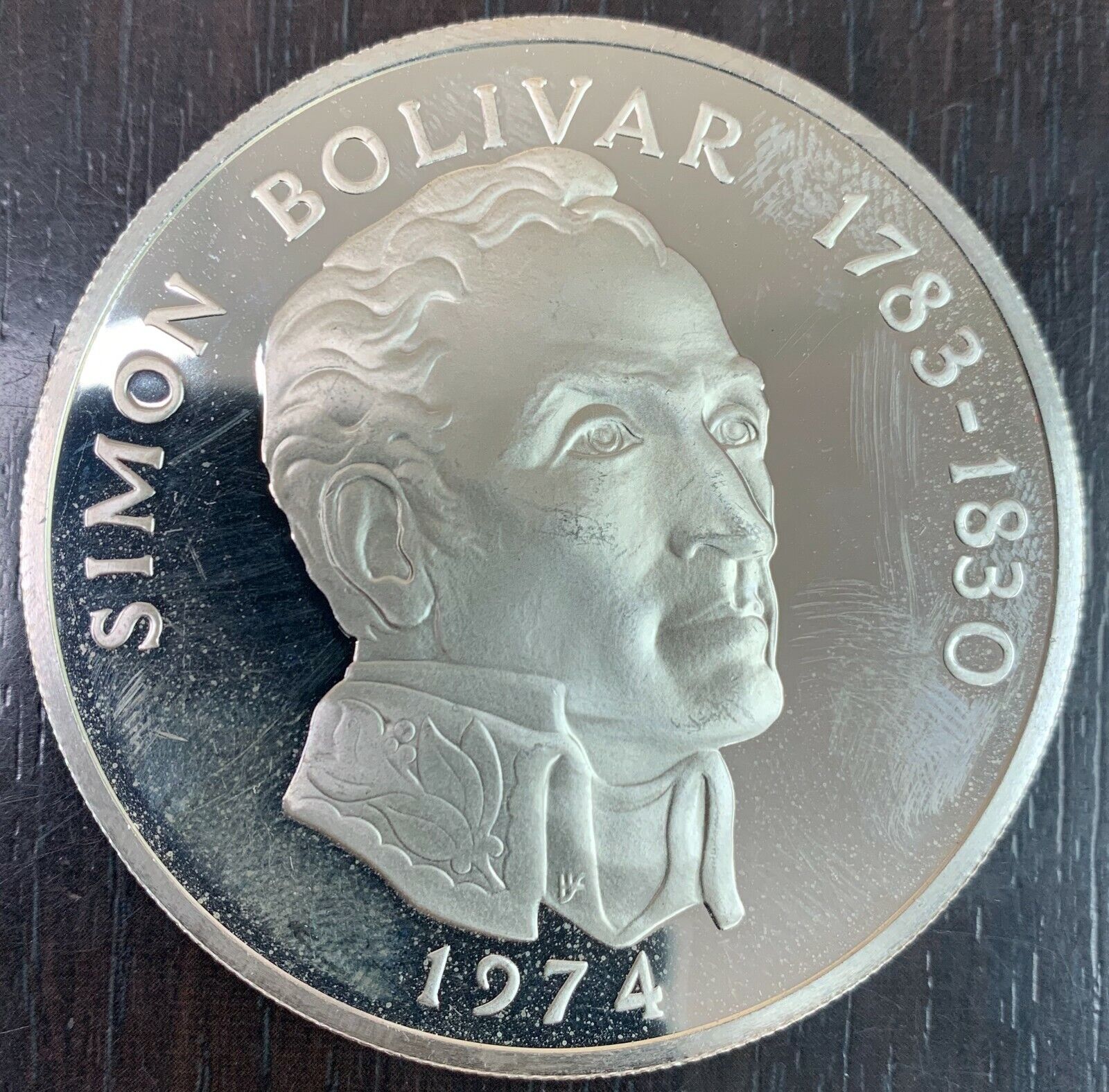 Panama Simon Bolivar Large 20 Balboa Silver Proof Coin Box Coa