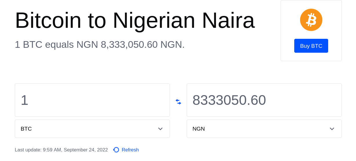 Bitcoin to Naira Conversion | BTC to NGN Exchange Rate Calculator | Markets Insider